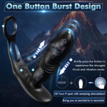 lovesvibe 12 vibration modes thrusting butt plug, 3 in 1 dual cock ring anal dildo