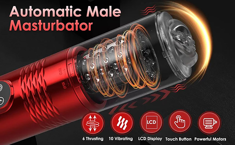 Lovesvibe 10 vibration 6 thrusting automatic male masturbators with lcd display 33