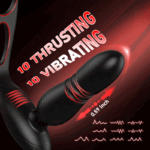 Alfred Low Noise 10 Thrusting Vibrating Double Cock Rings Prostate Massager with Remote Control