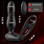 Alfred Low Noise 10 Thrusting Vibrating Double Cock Rings Prostate Massager with Remote Control