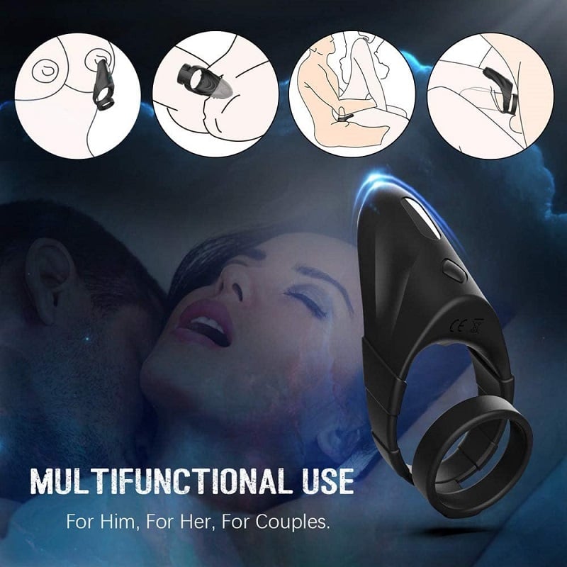 Lovesvibe 10 Modes Soft Elastic Waterproof Double Vibrating Cock Rings