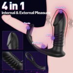 Lovesvibe 10 Vibration 3 Thrusting Anal Vibrator with Penis Ring & Remote Control for Prostate Stimulation