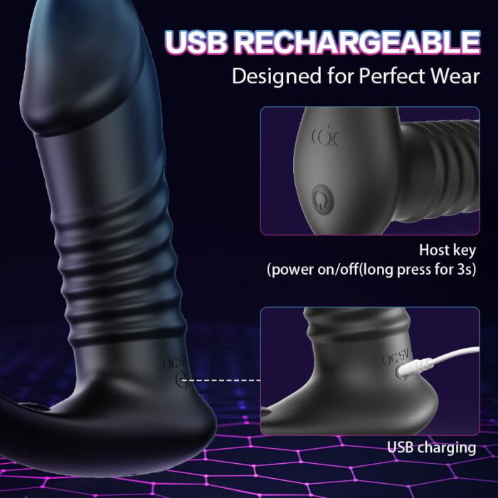 Lovesvibe 10 vibration 3 thrusting anal vibrator with penis ring & remote control for prostate stimulation