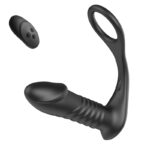 Lovesvibe 10 Vibration 3 Thrusting Anal Vibrator with Penis Ring & Remote Control for Prostate Stimulation