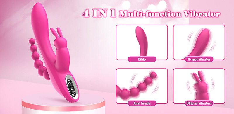 Lovesvibe 12 vibration dual motors rabbit vibrator for clitoris, anus, and g-spot stimulation