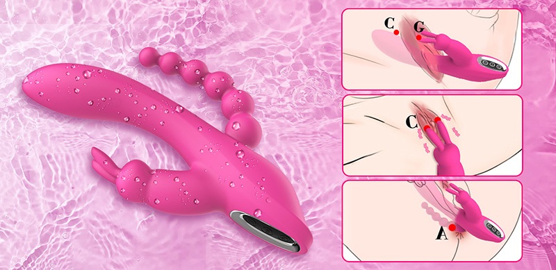 Lovesvibe 12 vibration dual motors rabbit vibrator for clitoris, anus, and g-spot stimulation