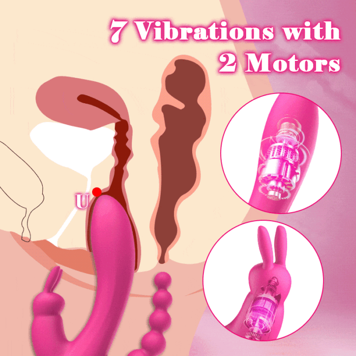 Lovesvibe 12 vibration dual motors rabbit vibrator for clitoris, anus, and g-spot stimulation