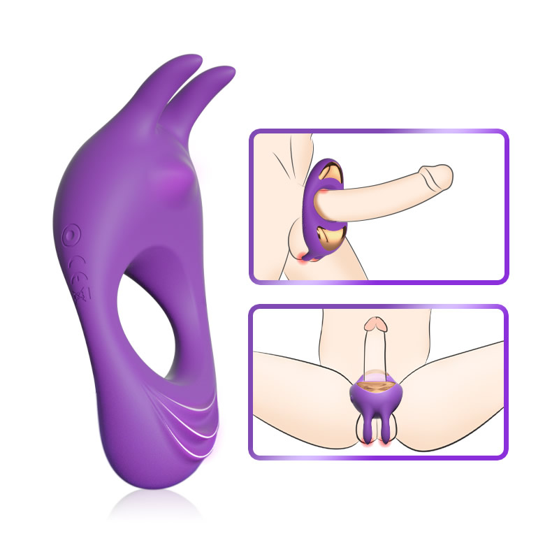 Lovesvibe 9 Vibrating Men's Silicone Rabbit Cock Ring for Penis Stimulation