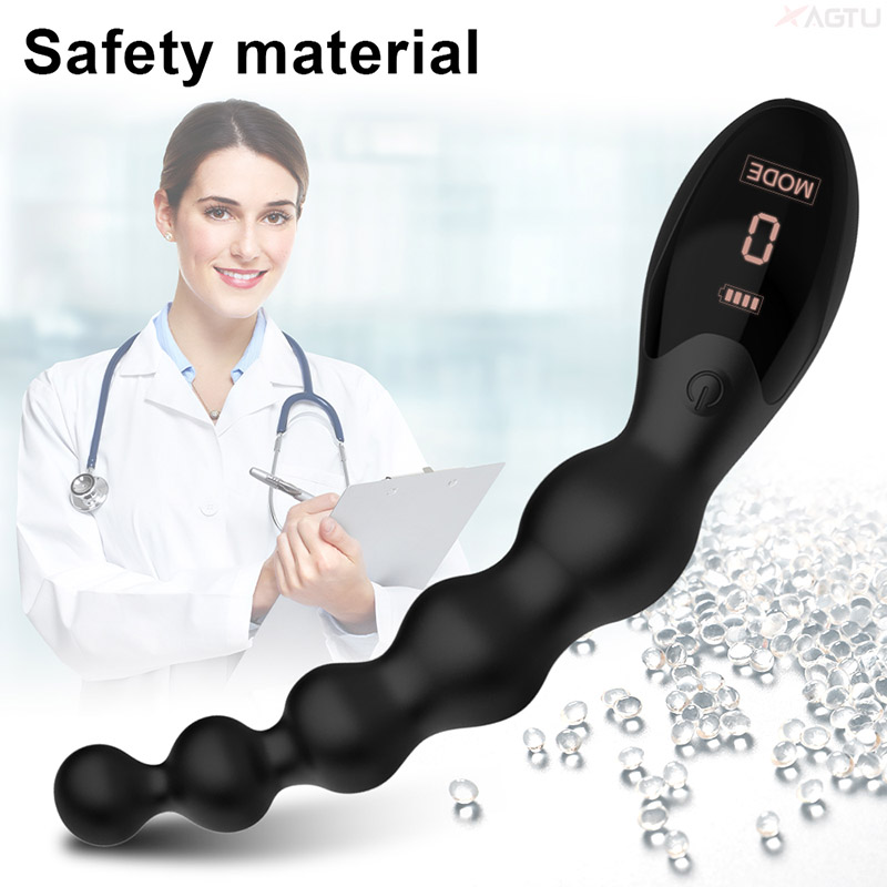 Lovesvibe 9 Vibration Modes Medical Silicone Vibrating Anal Beads Anal Vibrator with LED Screen