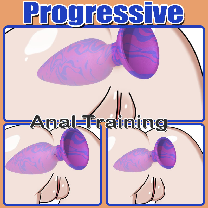 Lovesvibe Silicone Butt Plug Set for Progressive Anal Training with Flared Base & Tapered Tip