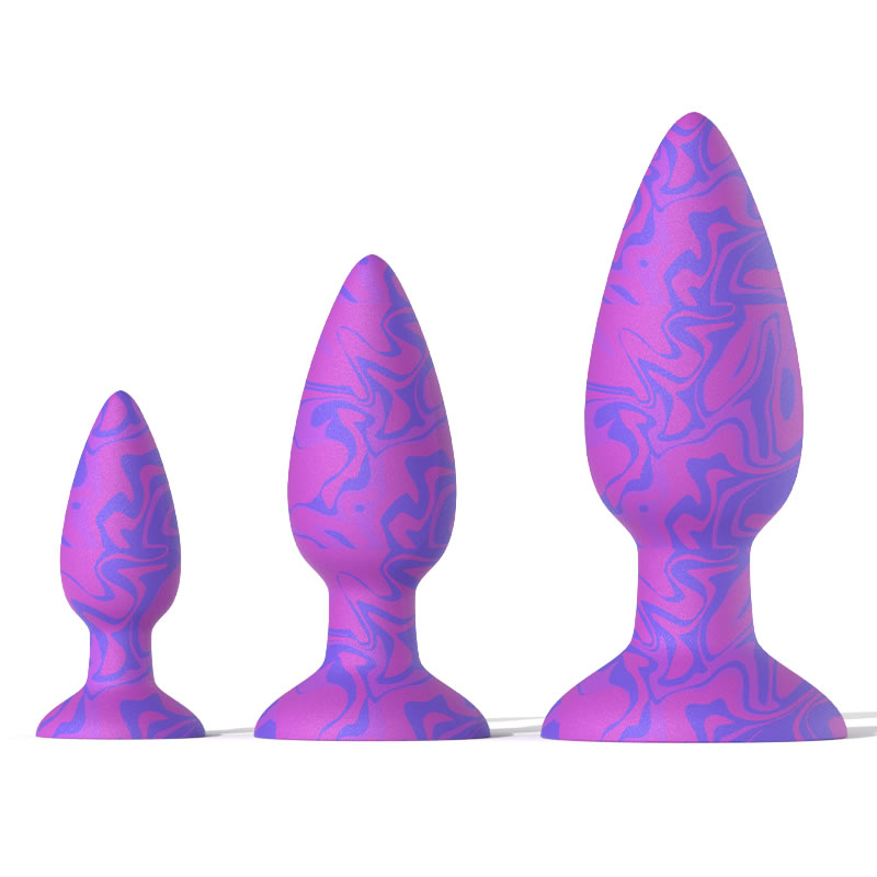 Lovesvibe Silicone Butt Plug Set for Progressive Anal Training with Flared Base & Tapered Tip