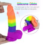 7.48 Inch Silicone Realistic Rainbow Dildo with Suction Cup for Men Women & Couples