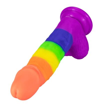 7.48 Inch Silicone Realistic Rainbow Dildo with Suction Cup for Men Women & Couples