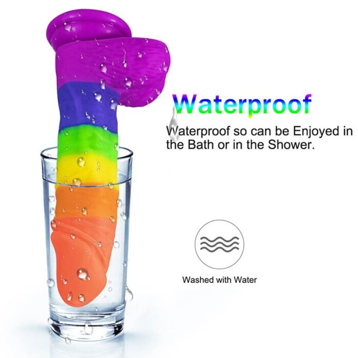 7. 48 inch silicone realistic rainbow dildo with suction cup for men women & couples