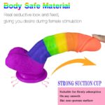 7.48 Inch Silicone Realistic Rainbow Dildo with Suction Cup for Men Women & Couples