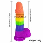 7.48 Inch Silicone Realistic Rainbow Dildo with Suction Cup for Men Women & Couples