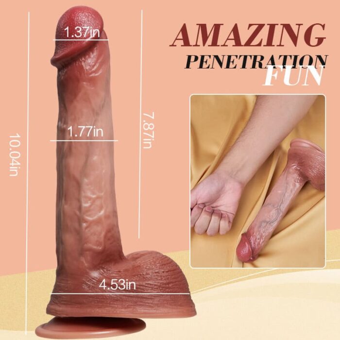 10. 04 inch 8 vibrating 8 thrusting realistic dildos with 107℉ heating & suction base