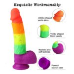 8.1 Inch Realistic Silicone Rainbow Dildo with with Suction Cup for G-Spot Anal Play