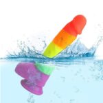 8.1 Inch Realistic Silicone Rainbow Dildo with with Suction Cup for G-Spot Anal Play