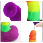 8.1 Inch Realistic Silicone Rainbow Dildo with with Suction Cup for G-Spot Anal Play