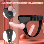 Harness Strap-On Dildo with 2 Adjustable Dildos & Remote Control for Female Couple Lesbian Pink