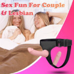 Harness Strap-On Dildo with 2 Adjustable Dildos & Remote Control for Female Couple Lesbian Pink