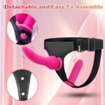 Harness Strap-On Dildo with 2 Adjustable Dildos & Remote Control for Female Couple Lesbian Red