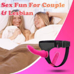 Harness Strap-On Dildo with 2 Adjustable Dildos & Remote Control for Female Couple Lesbian Red