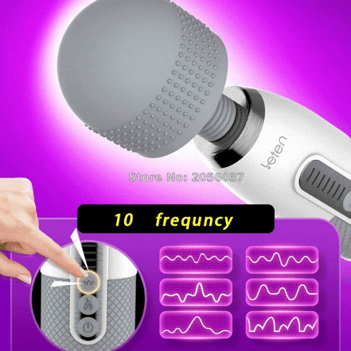 Leten 10 vibration 6 speed strength magic wand vibrator for female masturbation orgasm