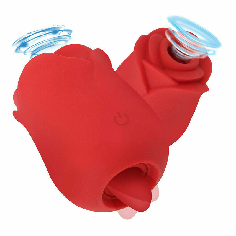 Lovesvibe 10 Vibration Sucking Rose Vibrator with Tongue Licking Clit Sucker Stimulation