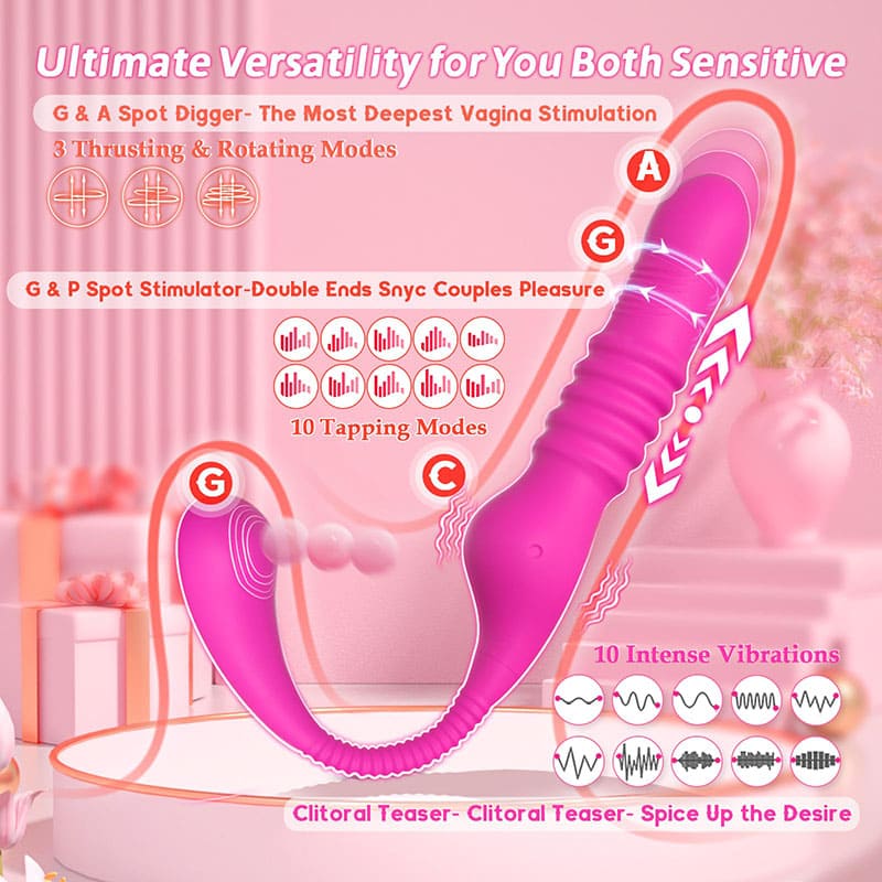 Lovesvibe 10 Vibration Tapping 3 Rotation Bendable Strapless Dildo for Couples & Lesbians