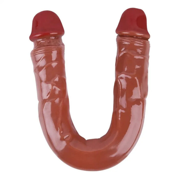 Lovesvibe brown silicone double ended dildos for lesbian orgasms - 15. 5 inch