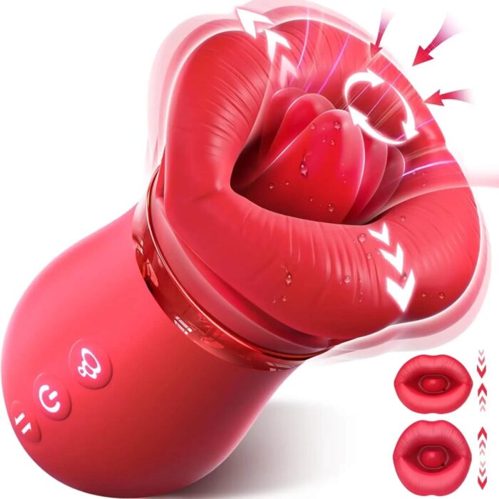 Lovesvibe 4 in 1 rose vibrator 10 tongue licking sucking nipple toy g-spot vibrator