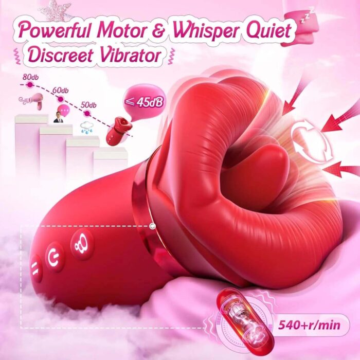 Lovesvibe 4 in 1 rose vibrator 10 tongue licking sucking nipple toy g-spot vibrator