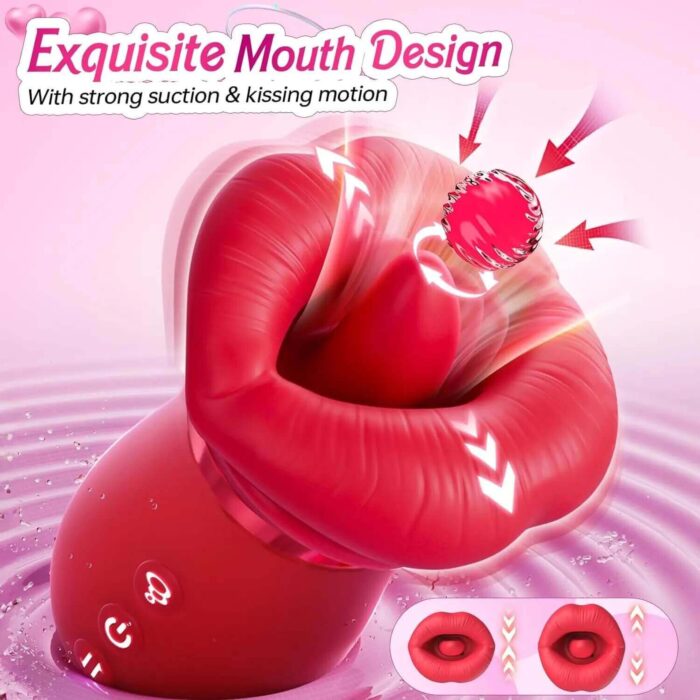 Lovesvibe 4 in 1 rose vibrator 10 tongue licking sucking nipple toy g-spot vibrator