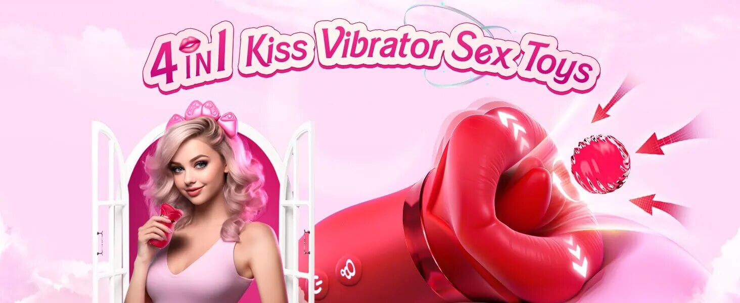 Lovesvibe 4 in 1 rose vibrator 10 tongue licking sucking nipple toy g-spot vibrator