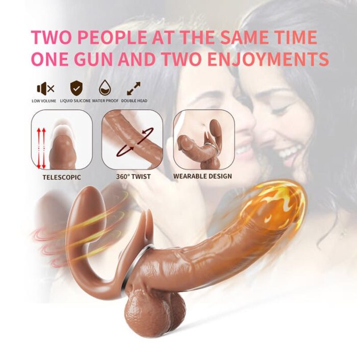 Lovesvibe strapless dildo with 3 thrusting 10 vibration wearable double ended realistic dildo