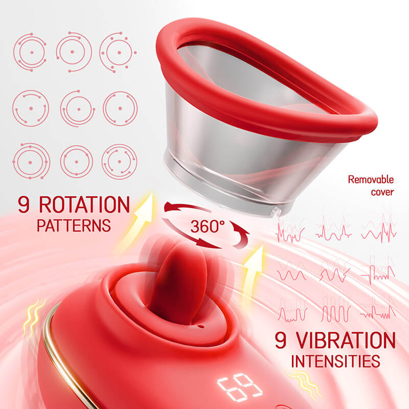 Lovesvibe Tongue Licking Nipple Toy with 9 Vibration 3 Sucking Clitoral Stimulator