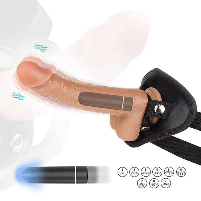 Lovesvibe vibrating realistic strap-on dildo with detachable g-spot stimulator